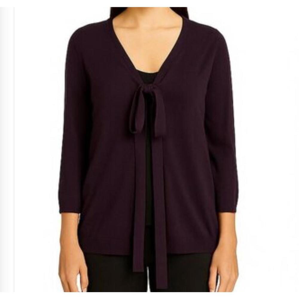 SALVATORE FERRAGAMO Rare plum purple tie collar cardigan sz XL